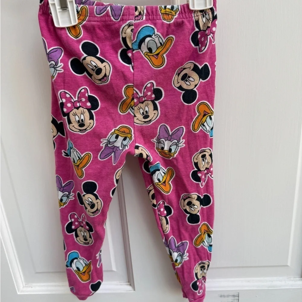 Disney 3T Girls Pink Multicolor Pajama Bottoms Pants Minnie Mickey Mouse Donald